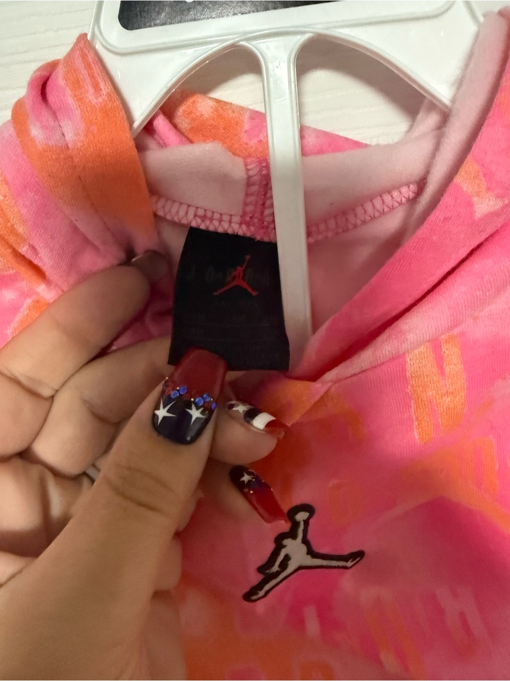 Jordan Pink & Orange Tie-Dye Fleece Hoodie and Joggers Set - Picture 4 of 6
